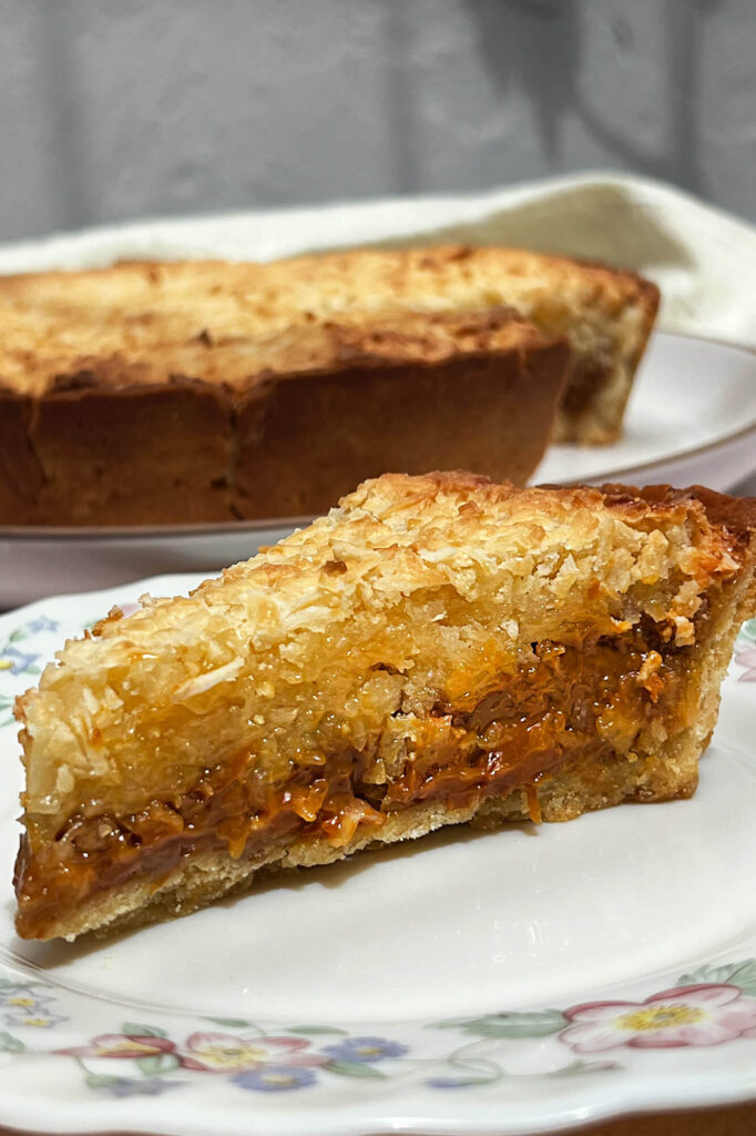 Coconut and dulce de leche tart