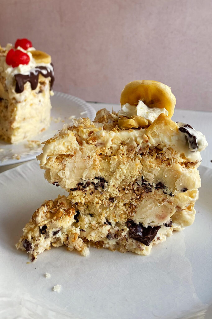 Receta de Pastel helado de banana split