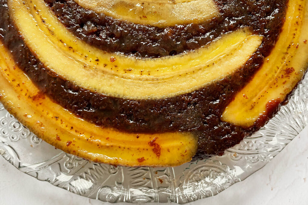 Upside down banana chocolate olive oil