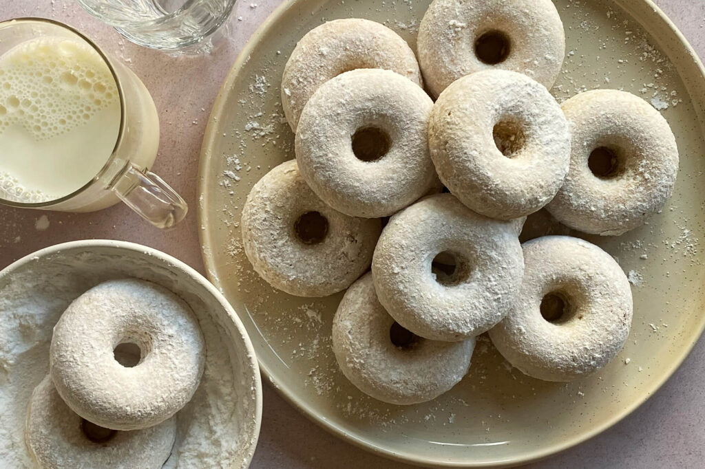 Baked powdered sugar donuts